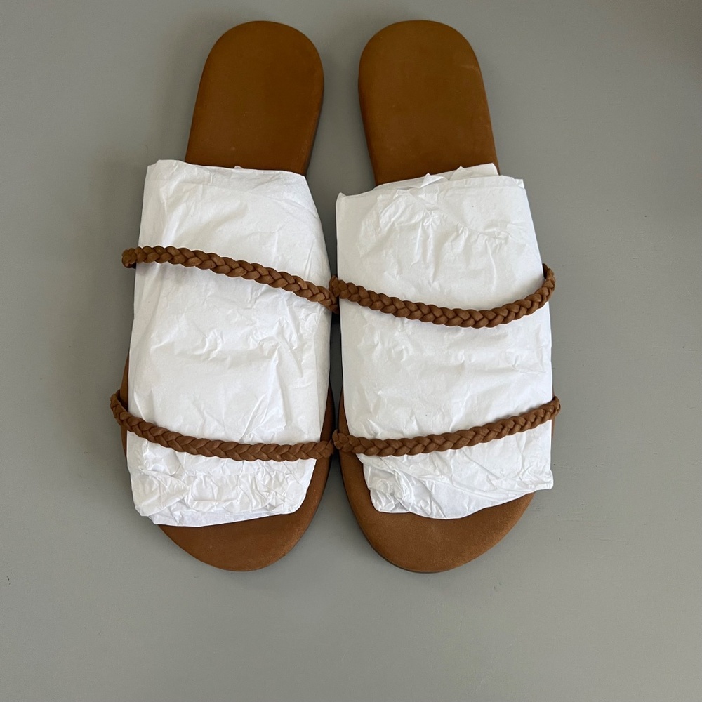 Brand New TKEES Gemma Braid Slides size 8 Camel - Picture 10 of 13